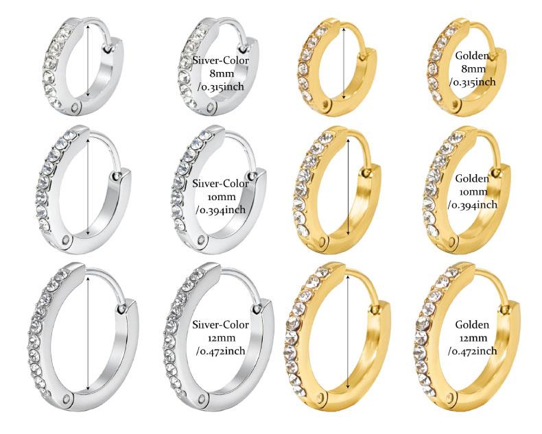 GGIRL 18K Gold Plated Stainless Steel Hypoallergenic Colorfast Environmentally Friendly Hoop Earrings Set with Cubic Zirconia Cartilage Snug Pierced Ears Comfortable Wear Versatile Fashion Jewelry Gift for Holiday Haul Christmas Birthdays Anniversaries