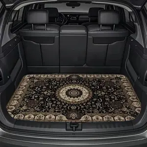 1 brown Bohemian-style printed cargo pad | Durable polyester floor pad, safe and practical, suitable for daily travel, loading/unloading goods and safe storage of goods, vehicle interior accessory, gift for festivals anti-slip tech weather pink mats trunk