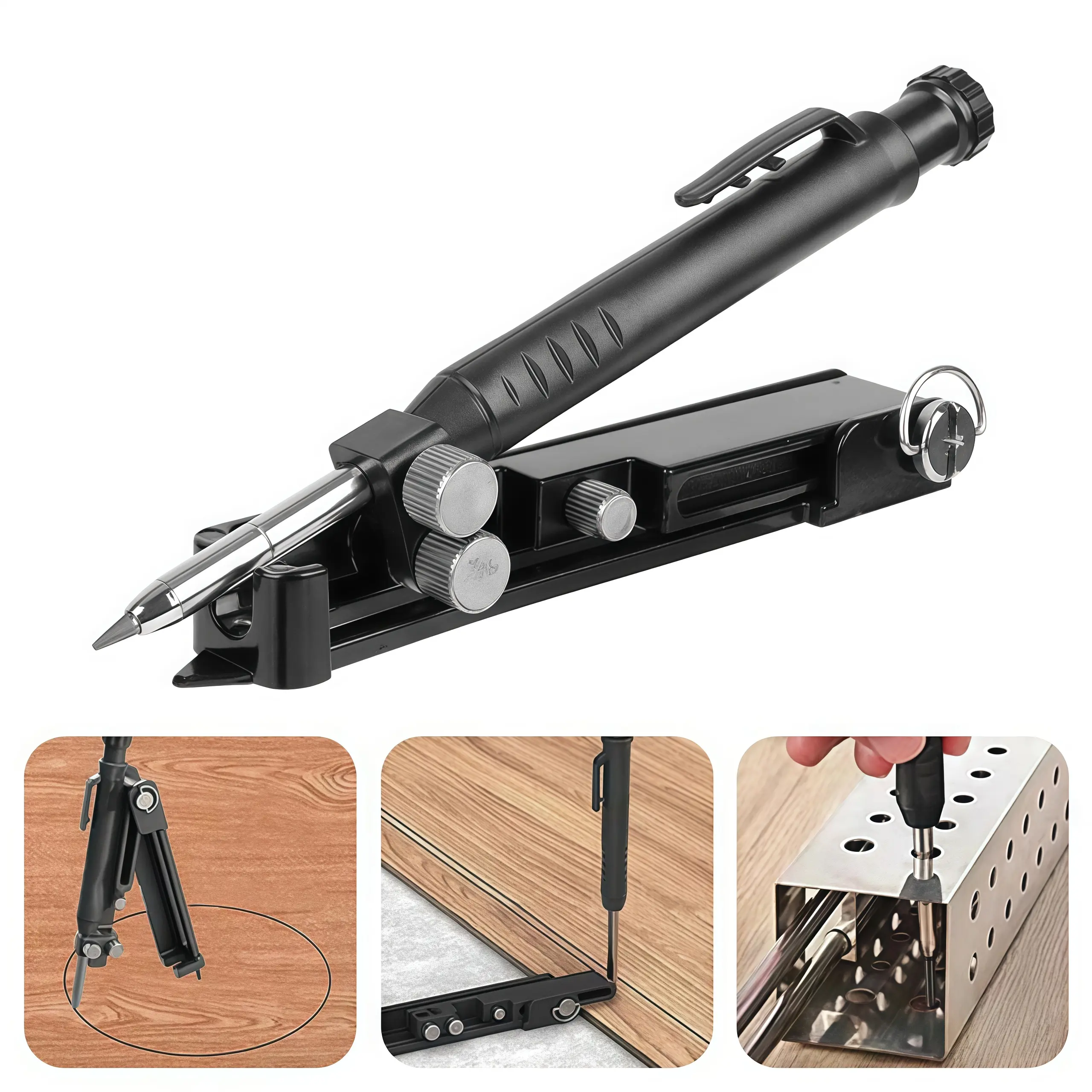 Construction Pencil- Multi-function Scribing Tool-  Aluminum Alloy Scribe Tool with Deep Hole Pencil,DIY Woodworking Scribe Gauge Scriber Line Maker Measuring Tool,Gifts For Men