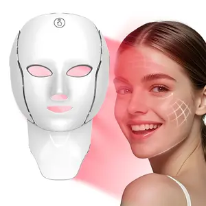 7-Color LED Light Therapy Facial & Neck Beauty Device, Portable Daily Home Use Beauty Tool for All Skin Types with Neck Care Function