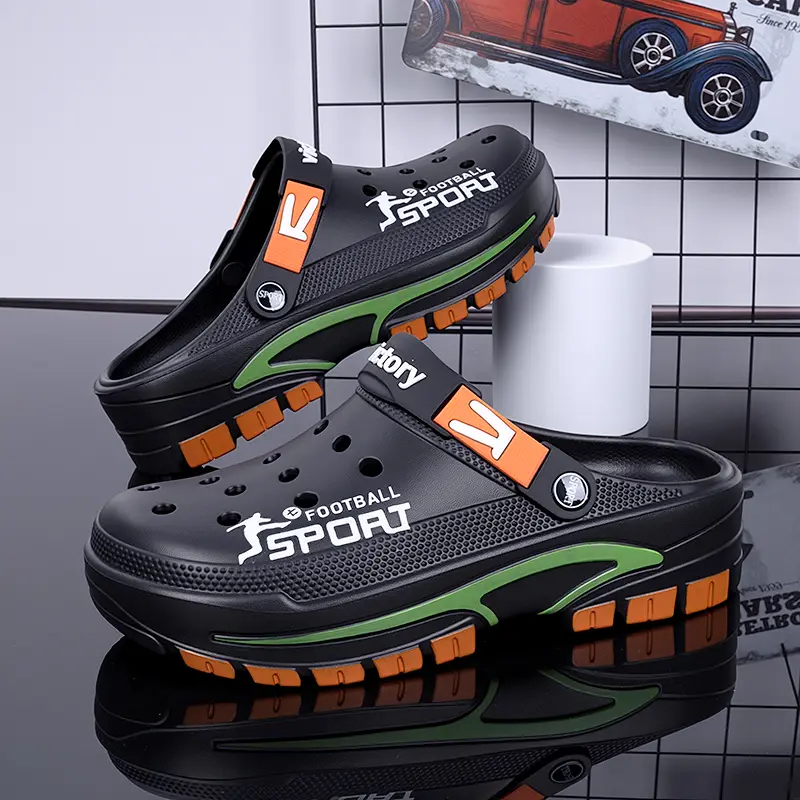 Men's Sport Clogs - Non-Slip, Waterproof, Breathable, Lightweight, Wear-Resistant with Heel Strap - Camouflage, Geometric Designs for Indoor Use, Daily Walks, Rainy Days