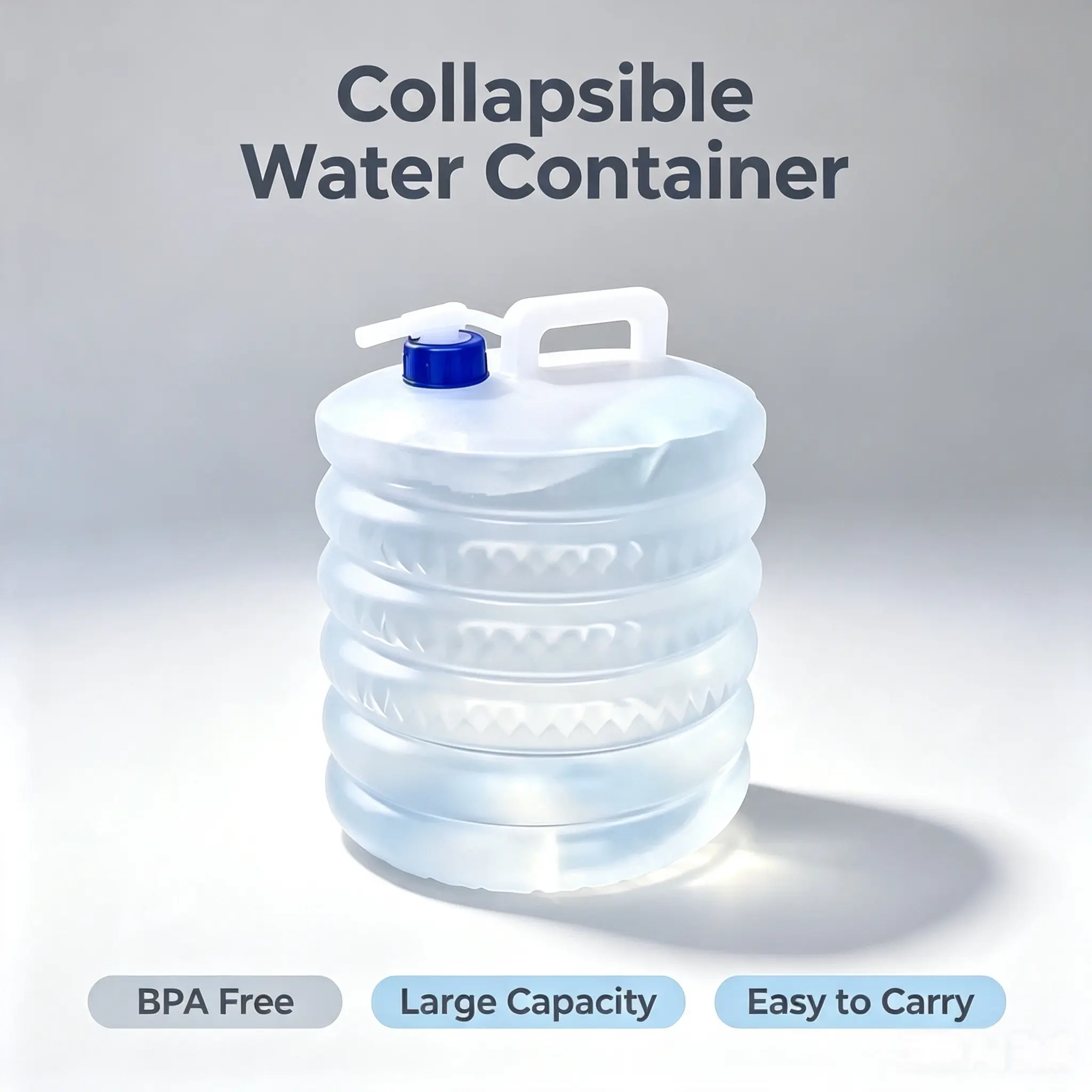 Collapsible Large-Cap Water Bucket with Handle, Portable Camping Storage Container, Space-Saving Home Organizer for Hiking, Outdoor Adventures
