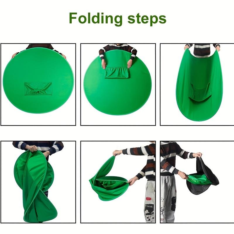 [Portable Green Screen] Foldable Polyester Portable Round Green Screen Chair Backdrop for Video Conferencing and Live Streaming - Easy Carry Handle