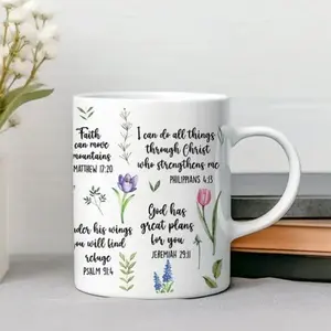 Bible Verse Mug â€“ Christian 11oz/15oz  Coffee Cup, Inspirational Scripture Gift for Her or Him - god10186