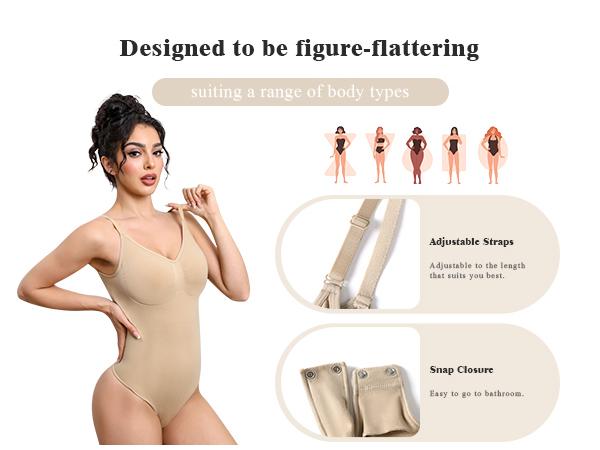 Mobeso Women's Seamless Thong Tummy Control Shapewear Slimming Bodysuit with V-Neck Breathable Sculpting Design Waist Butt Lifter Compression SpringStatements fajas woman style innerwear Womenswear Activewear perfect body suit