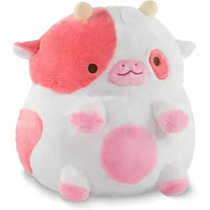 Heatable Strawberry Scented Cow Plush for Period Cramp Relief & Emotional Support, Microwavable Soft Plushies, Coolable Stuffed Animal for Anxiety, Cute Heating Pad for Pain Relief