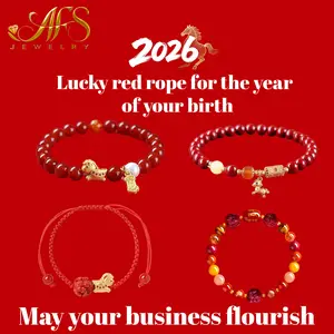 Horse Zodiac Year Energy Set Red Luck Bracelets Cinnabar Red Agate Red String Protection Bracelet Collection for Wealth Safety Chinese Guardian Charm Gift Lucky Bracelet Protection Wealth Chinese Symbol Gift Set