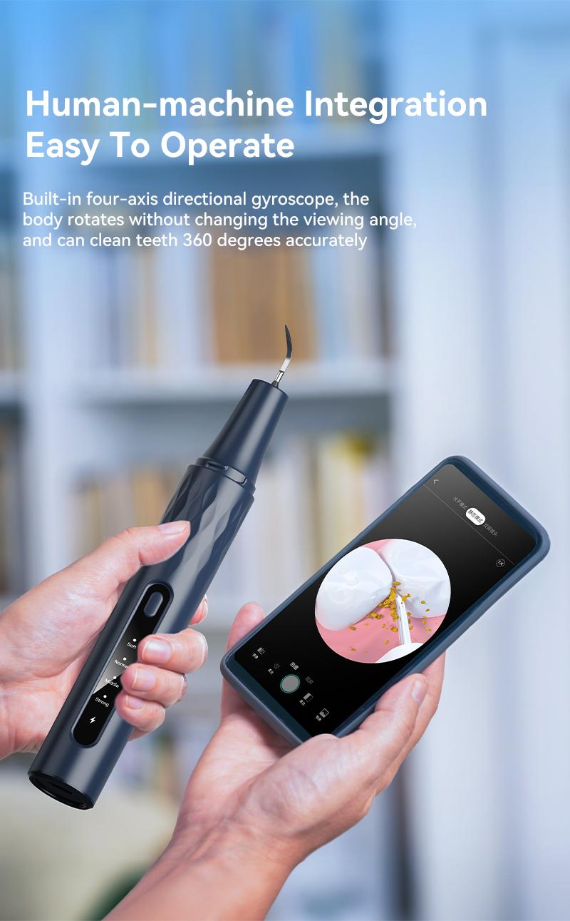 See Plaque in Real-Time: Smart Visual Tooth Cleaner with Camera & App. Ultrasonic Removal, 4 Modes, Home Dental Care.