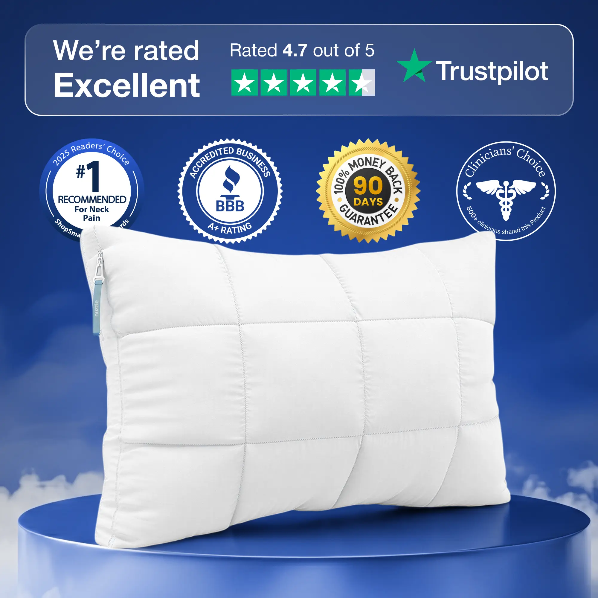 Nuzzle Cooling Adjustable Pillow for Side Sleepers, Luxury Bed Pillow Hotel Collection - Best Adjust Height Soft Firm Pillow for Back, Stomach or Side Sleepers - Home Gifts, Adjustable Height, Anti-Allergic