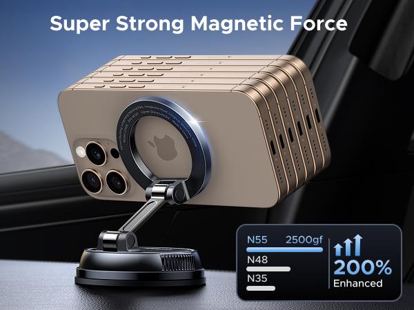 UGREEN Vacuum Magnetic Car Phone Holder,Car Phone Mount, 360° Adjustable for MagSafe Car Holder Foldable Suction Phone Mount for Car, for Garmin GPS/Mirror/Smooth Surface, for iPhone 17 16 Pro Max 15, and Android,Tiktokshopstockup