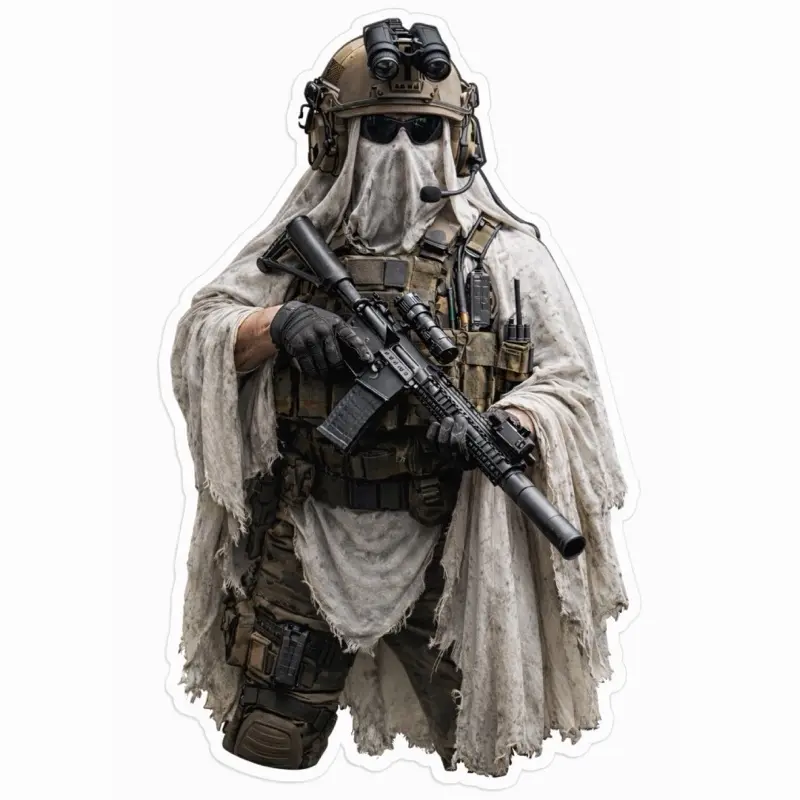 Ghost Operator Skull Sticker – Tactical Night Vision Military Vinyl Decal | Waterproof Die Cut