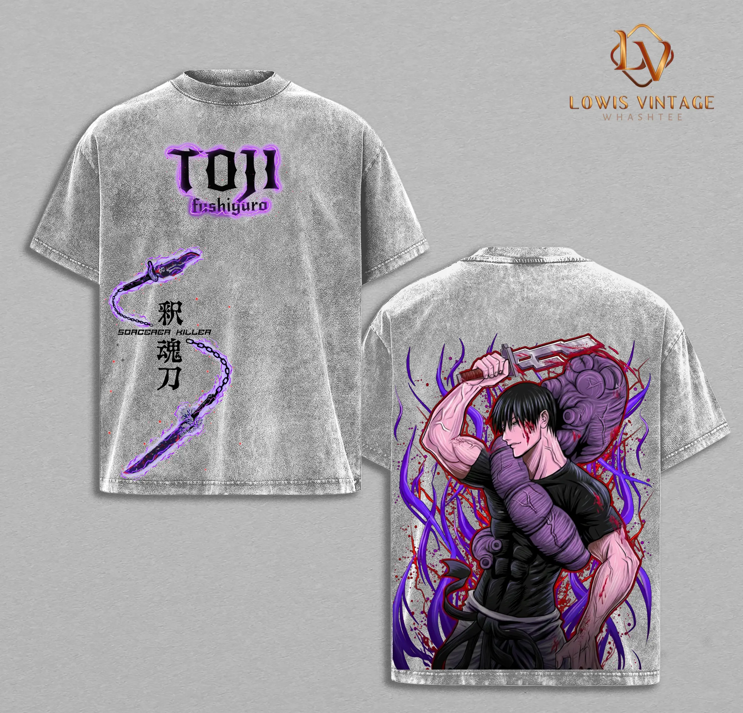 Jujutsu Kaisen Toji Fushiguro T-shirt Washed Vintage Oversized unisex graphic Tee heavy cotton crewneck streetwear retro anime manga unisex anime apparel menswear top shirt men