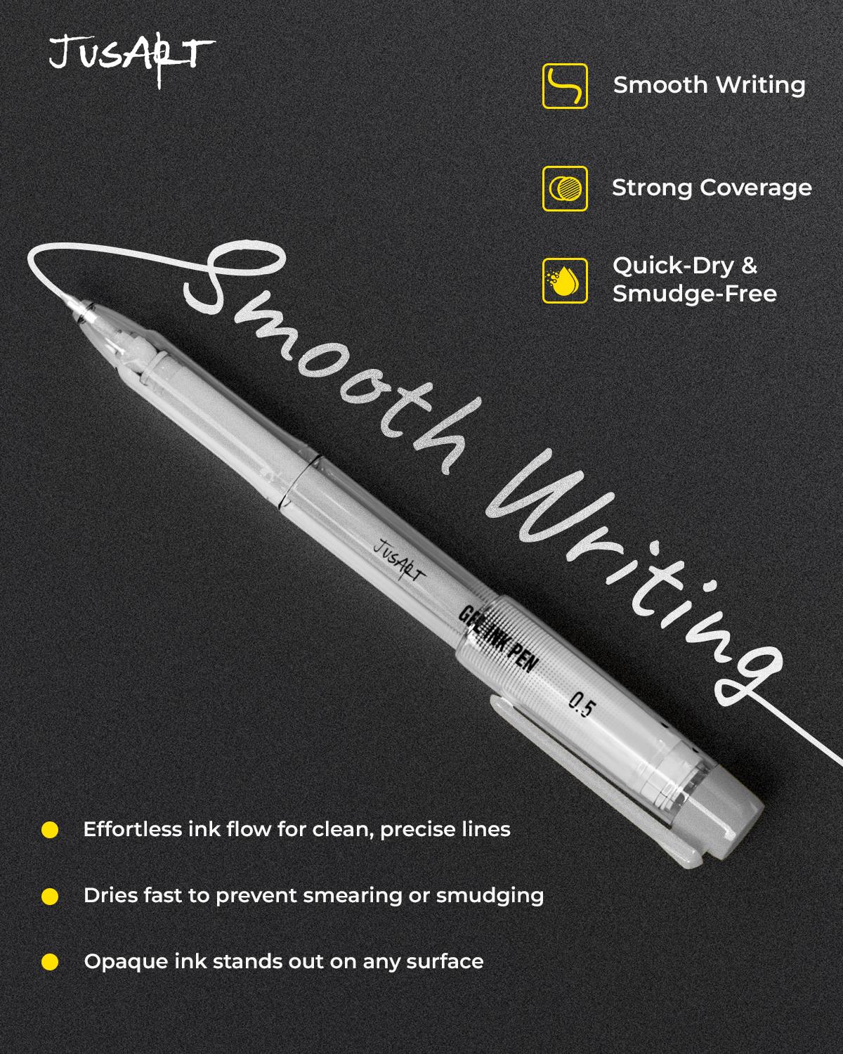 [JusArt] White Pen, Gold Pens & Silver Pen with 0.4mm, 0.5mm & 1.0mm Assorted Tips, Opaque Ink Pens for Black Paper, Journaling & DIY Crafts, Ideal Drawing Pens for Artists & Art Supplies, 5 Pack summerwins,back to school,back to school shopping