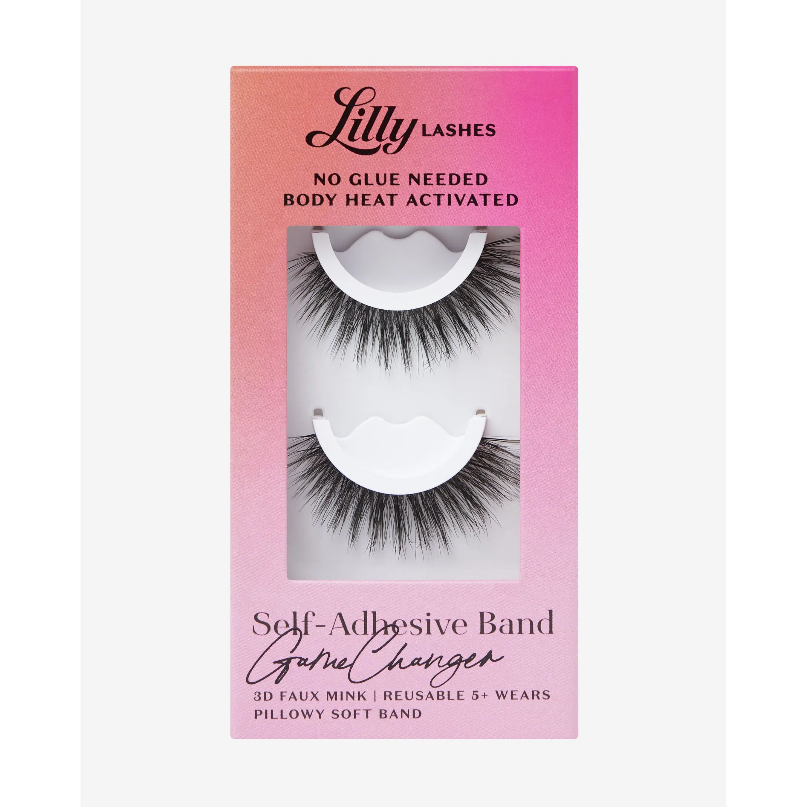 Self-Adhesive Eyelashes GameChanger  | Lilly Lashes 3D Faux Mink | No Glue Needed, Body Heat Activated