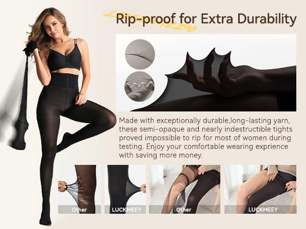 LUCKMEEY Women's Rip-resistant Strong Tights High Waist Silk Comfort Stockings Oil Shimmery Nylons Pantyhose Silky Spandex Elastic Dressy Legwear SpringStatements