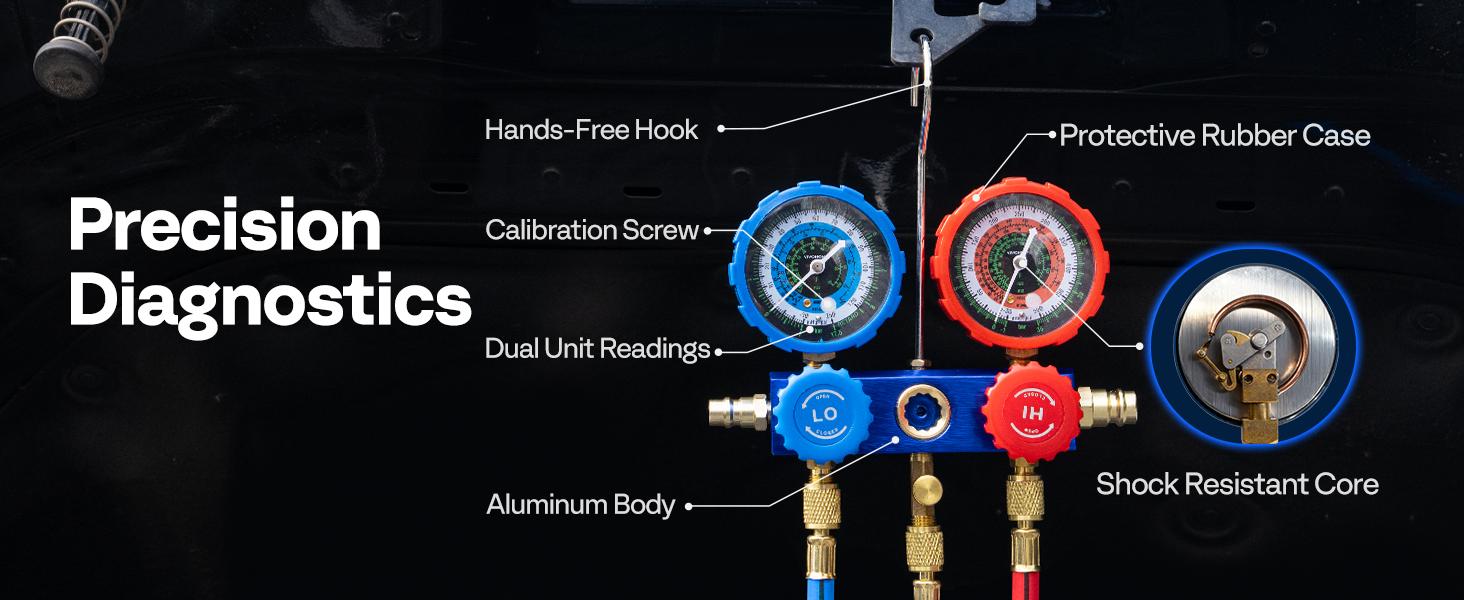 VIVOHOME AC Vacuum Pump and Manifold Gauge Set, 3.5 CFM 1/4 HP Single Stage Car AC Vacuum Pump Kit with 5ft Hoses for R134a R12 R22 R502, AC Service Kit for HVAC Mini Split Air Conditioner