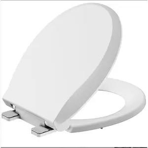 Elongated Toilet Seat with Slow Close - 19 Inch Soft Close Toilet Cover, Easy Installation Durable PP Seat That Never Loosens, White