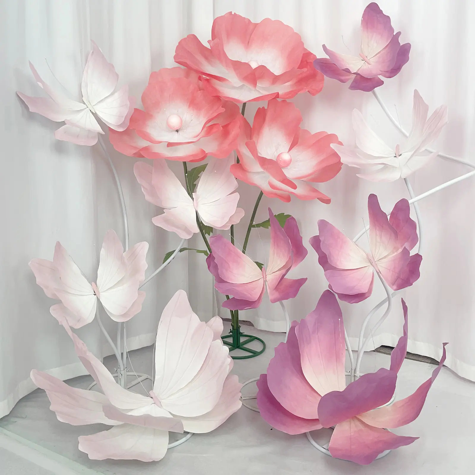 9-Leaf Wrinkled Fabric Giant Flower Artificial Decor, Photography Prop for Festival & Wedding Floral Arrangements