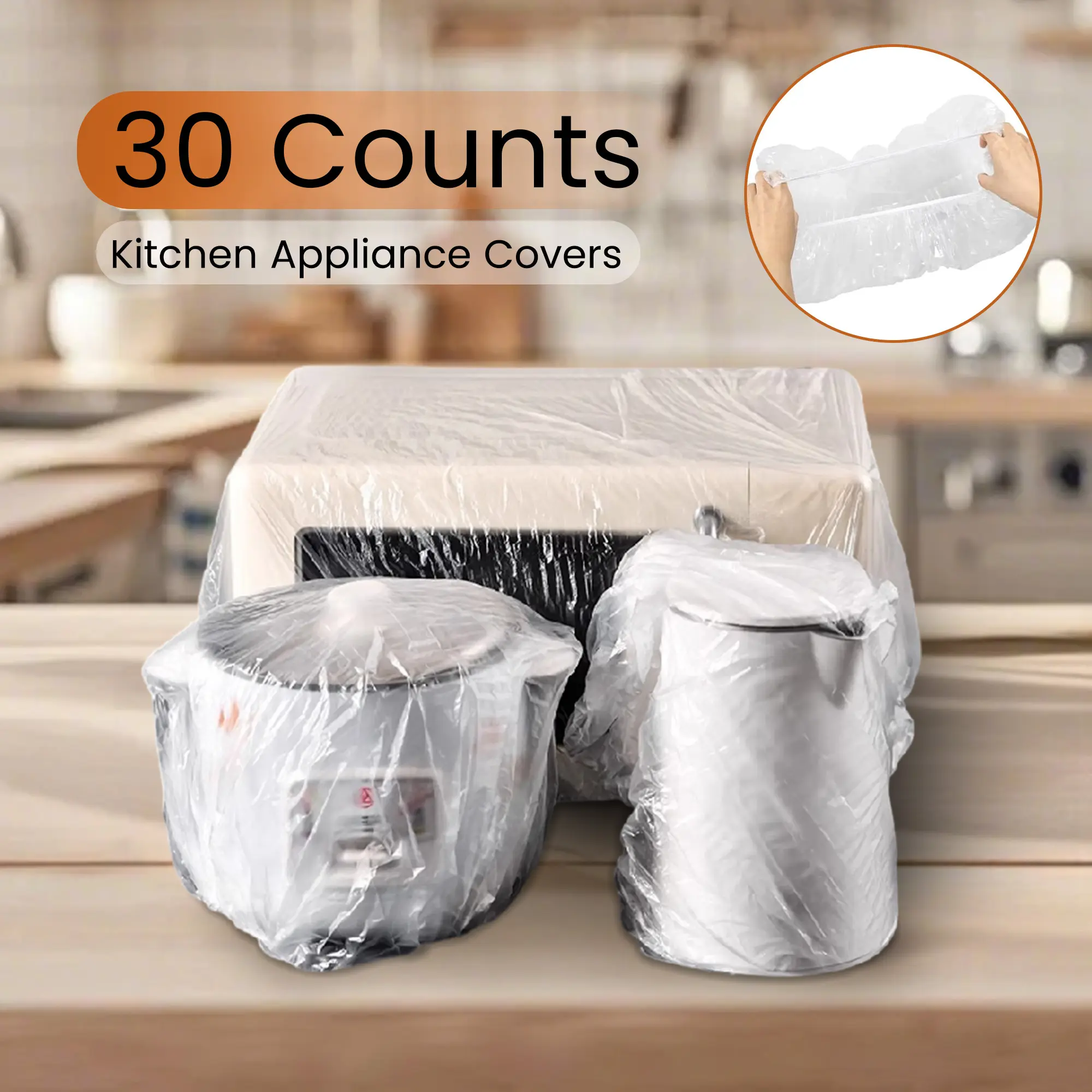 30 Counts Clear Small Appliance Covers, Appliance Dust Cover for Kitchen Counter, Kitchen Appliance Covers for Toaster Oven, Blender, Meat Slicer, Air Fryer, Food Processor