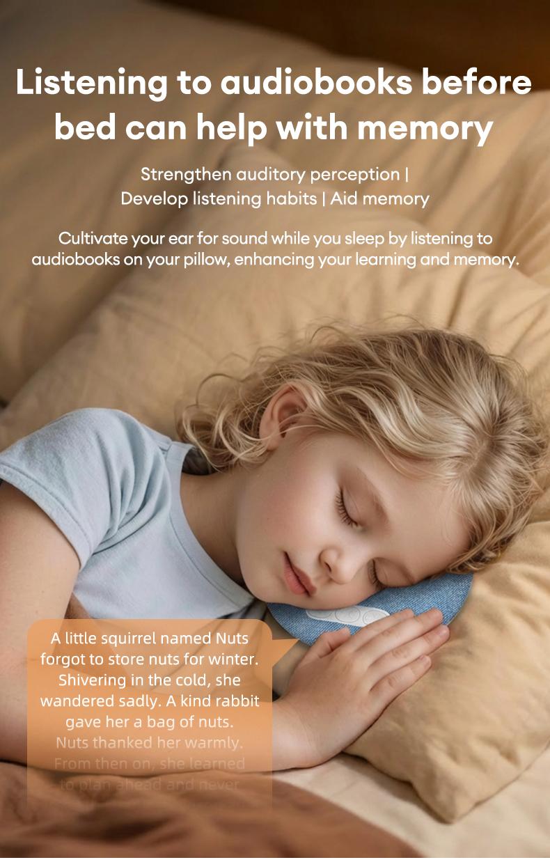 HYUNDAI S1 Ultra-Thin Bluetooth Pillow Speaker with Bluetooth 6.0, 3D White Noise, Soft Immersive Sound Field, Air Conduction Audio Design, Pillow Speaker for Bedtime Music & Audiobooks, Headphone-Free Sleep Sound, Compatible with Android & iOS