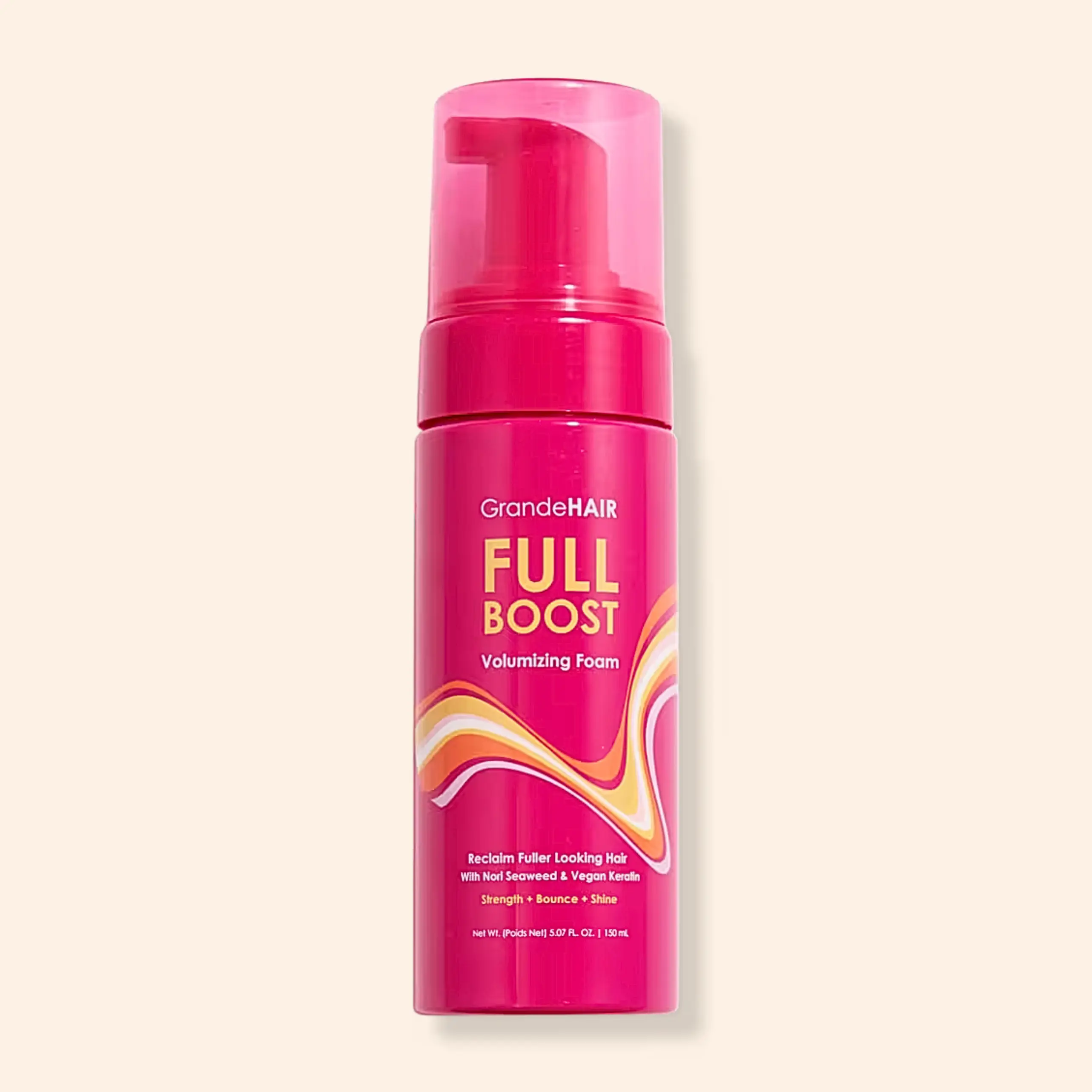 GrandeHAIR Full Boost Volumizing Foam - Grande Cosmetics - Clinically Tested Hair Styling Foam with Rice Protein Nori Seaweed & Biotin for Stronger Healthier Looking Hair