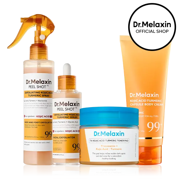 [Dr.Melaxin Official] Kojic Acid Turmeric Amber Face & Body Care Set, Dark Spot & Pigmentation Care for Uneven Skin Tone