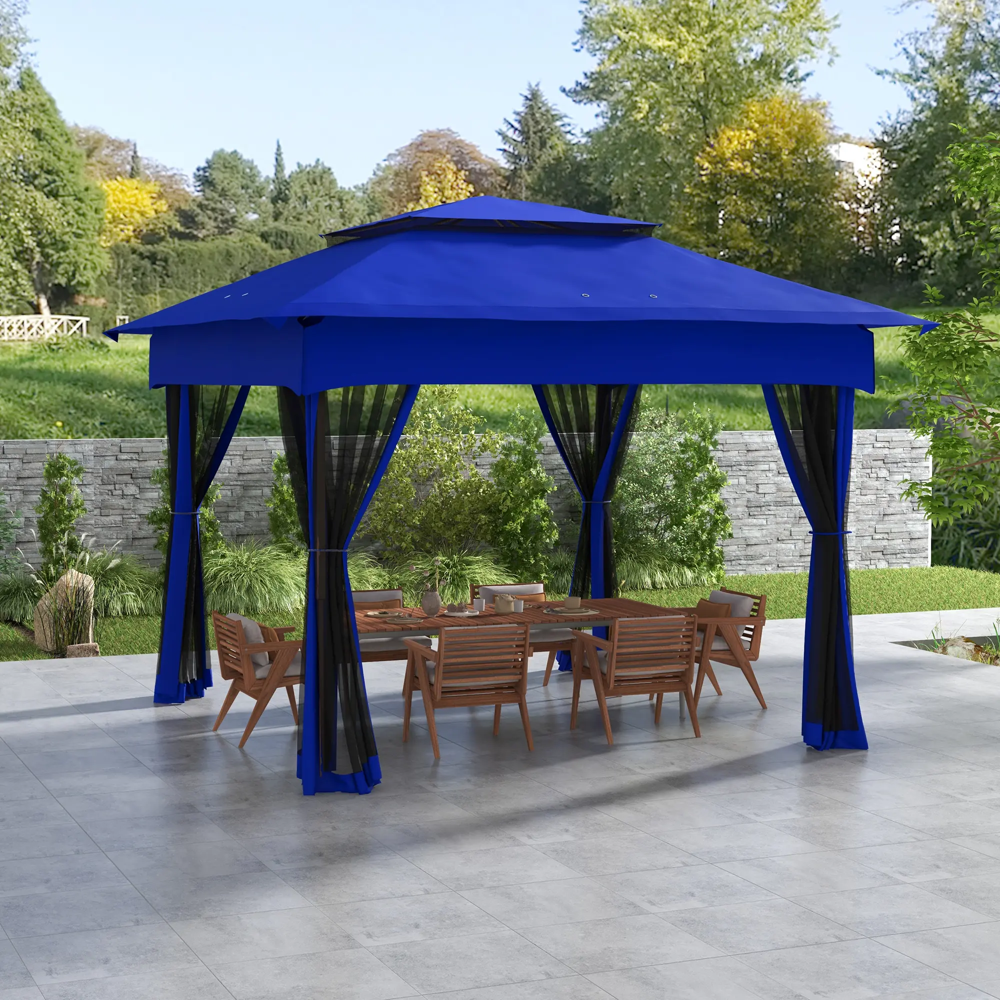 #tiktokshopbacktoschool Outsunny 11' x 11' Pop Up Canopy, Outdoor Patio Gazebo Shelter with Removable Zipper Netting, Instant Event Tent w/ 114 Square Feet of Shade and Carry Bag for Backyard, Garden, Blue,summerwins,home decor,camping essentials