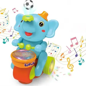 Electric Elephant Crawling Music Toy with Blowing Ball Function, Spinner Drumming Toy with Lightfun Music Toy for babies Gifts for Kids 6-12 Month