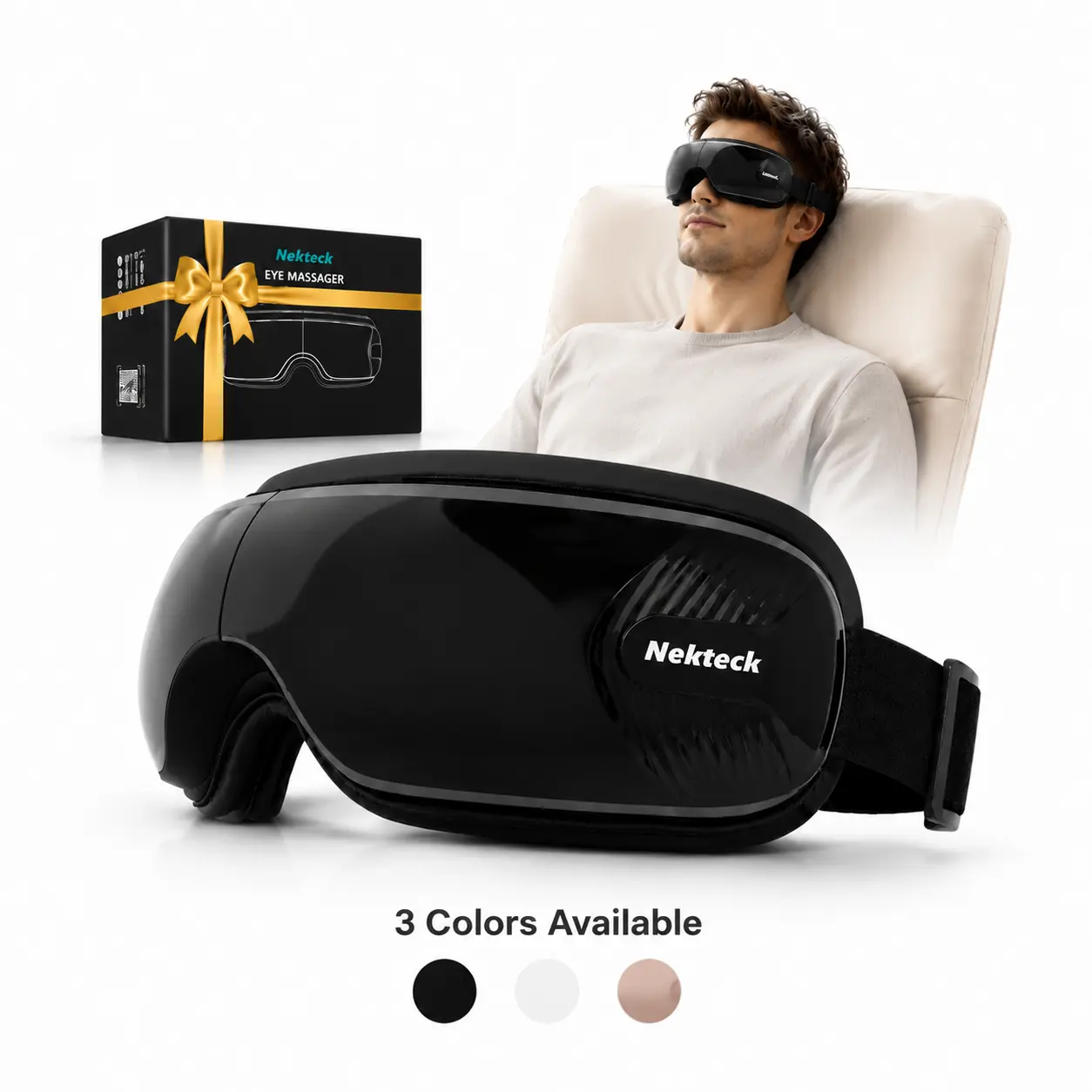 Nekteck  Eye Massager with Heat & Bluetooth Music, Comfort Eye Mask for Relaxation, 5 Massage Modes, 15 mins Auto-Off, Ideal Gift for Men & Women,Christmas 's Day Present