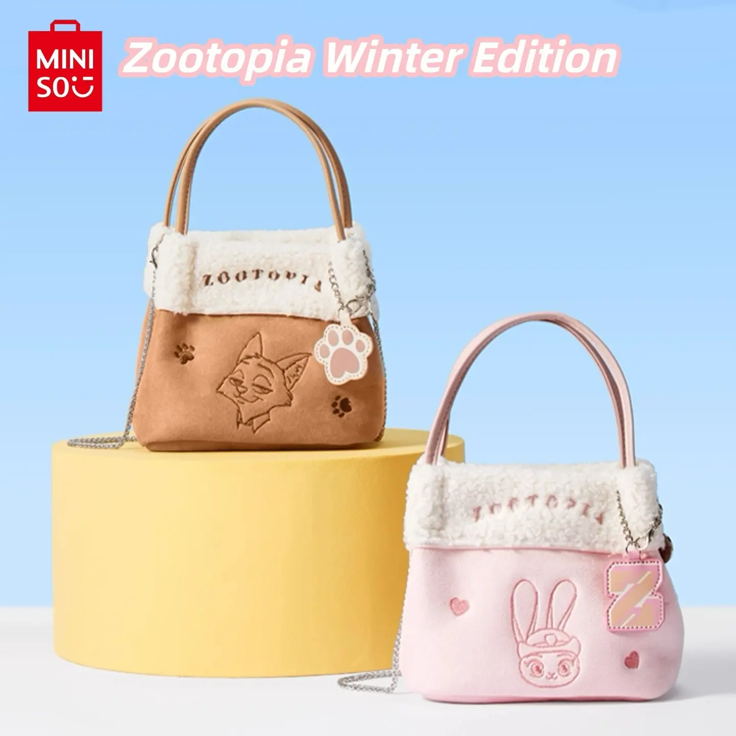 Disney Zootopia Plush Patchwork Crossbody Shoulder Bag - Cute Character Design, Slip-On, Cozy Texture, Zootopia Charm, Ideal for Daily Carry, Gifting