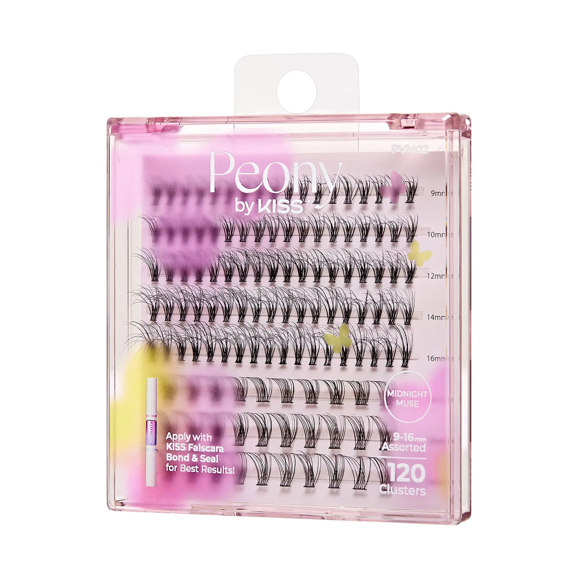 Kiss Peony False Eyelashes, Lash Extension Kit, 120 Lash Clusters - Midnight Muse