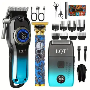 LQT Barber Hair Clippers ，carving shears，razor 3in1 Set，Rechargeable Cordless Hair Cutting Kit with Durable Foil Shaver, Quiet Motor, Washable Blades, Adjustable Speeds，Ergonomic Design for Home or Professional Use，salon，Efficient Portable，exquisite gifts