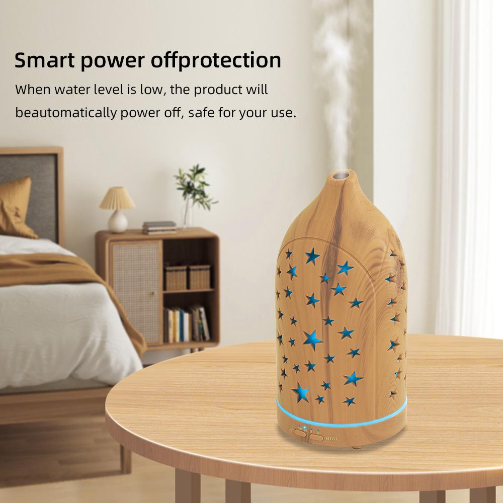Star Hollow Essential Oil Diffuser  7 Adjustable LED Lights Customizable Colors, Whisper-Quiet & Safe Auto Off