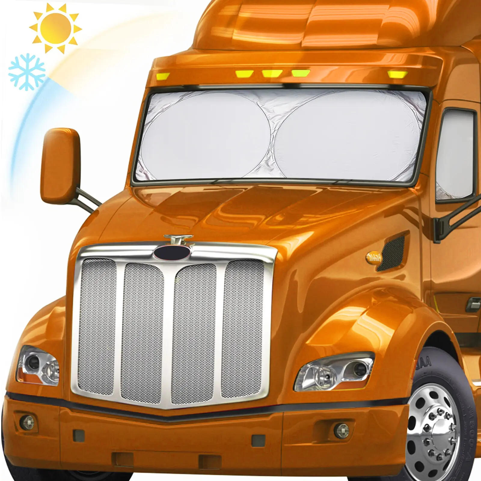 165'' x 36'' Folding Car Windshield Sun Shade  - Front Window Truck Sun Screen - for UV Sun Protection for Semi, Commercial & Big Rig Truck, RV