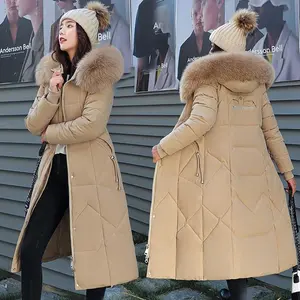 2025 New Korean Down Cotton CoatWomen Long Winter Puffer Parkas Thicken Warm Hooded Cotton-Padded Jacket Coat Zipper Overcoat