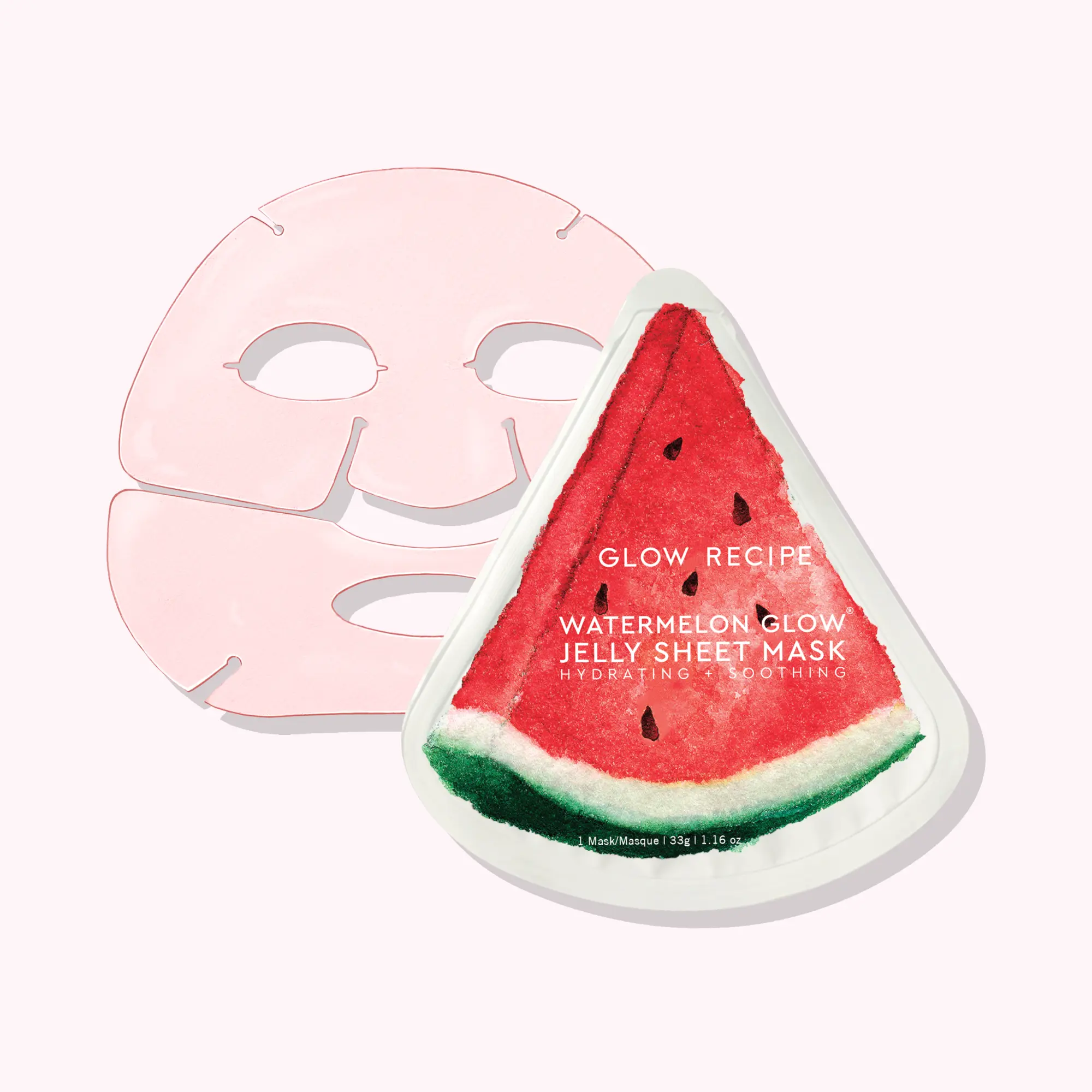 Glow Recipe Korean Watermelon Hydrogel Face Mask - Gentle, Soothing, Cooling Gel-to-Water Serum-Infused Skincare for Glowing Skin, Selfcare (Korean, Calming, Fruity Masks), Korean Face Masks