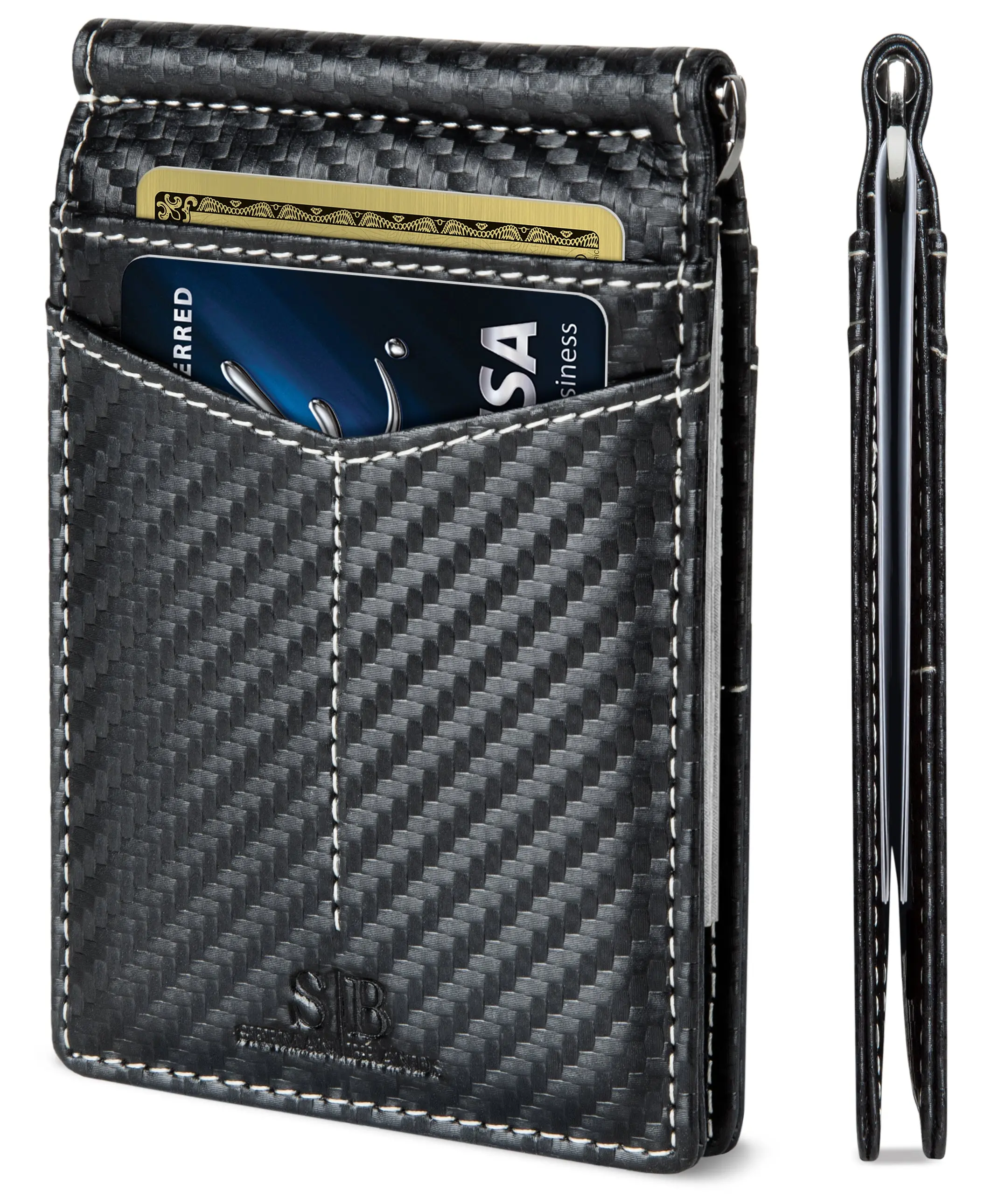 SERMAN BRANDS Rogue RFID Blocking Wallet Slim Bifold - Genuine Leather Minimalist Front Pocket Wallets for Men with Money Clip Gift