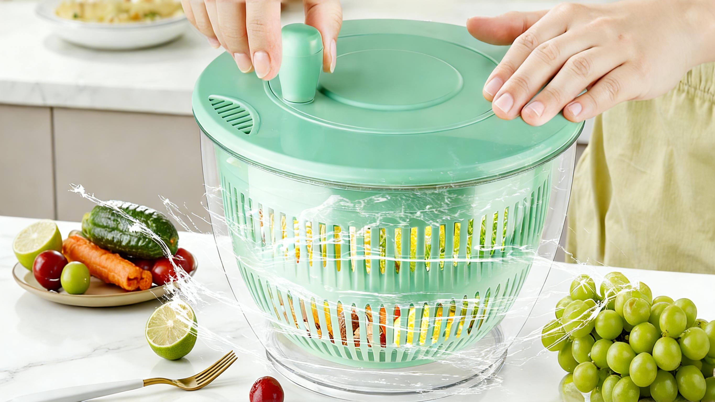 UFORU Salad Spinner Large, 3 IN 1 Vegetable and Fruit Washing Bowl with Strainer, Lettuce Spinner with 5 Blades Slicer, Egg Yolk Strainer, Salad Bowl for Efficient Salad Preparation, 5.3 Qt Kitchen Gadgets Set#SummerVibes UFORU Salad Spinner Large, 3 IN 1 Vegetable and Fruit Washing Bowl with Strainer, Lettuce Spinner with 5 Blades Slicer, Egg Yolk Strainer, Salad Bowl for Efficient Salad Preparation, 5.3 Qt Kitchen Gadgets Set#SummerVibes