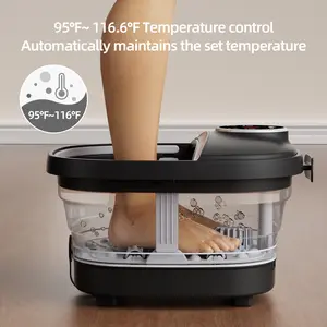 Gifts for Wife NEW collapsibl  Foot Spa Bath - Heat, Bubble,  Foot Spa Bath with 6 Massage Rollers , 6L Capacity, 110V, Ideal for Home Relaxation Set Black Massager Foldable Basin Bathroom Accessory
