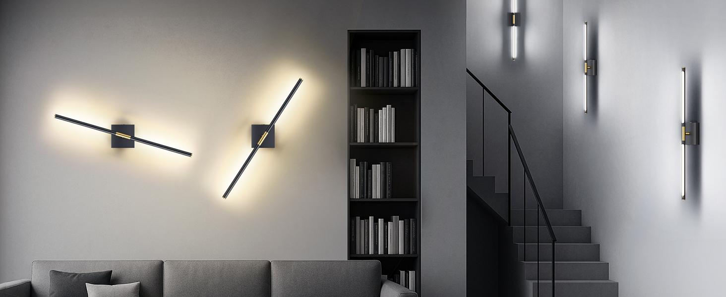 【Non-Removable Battery】Battery Operated Wall Lights Set of Two, Non-Removable Battery, 10000mAH Rechargeable Wall Lamps with Remote Control, Dimmable Black Gold LED Wireless Wall Sconces for Bedroom, Living Room, Hallway, Dining Room, 360° Rotate 3CCT