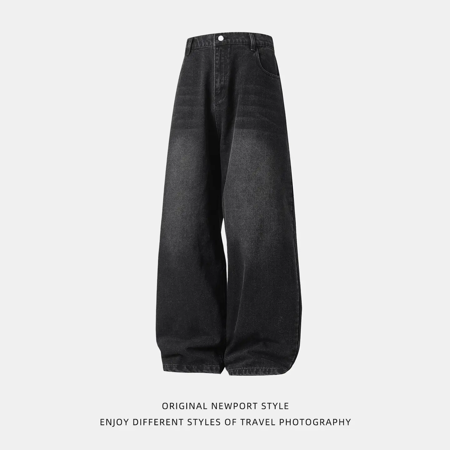 Men's Vintage Washed Loose Straight Jeans - Newport Style, Stylish Casual Fashion Jeans, Pocket Design, Comfortable Woven Outfits, Menswear for Spring & Autumn Streetwear Sports & Outdoor Trousers