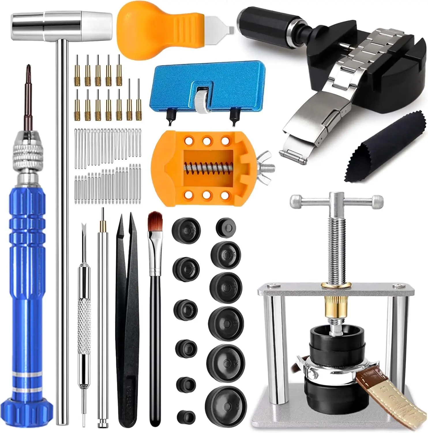 Watch Repair Kit, Watch Press Tool Set, Watch Battery Replacement Tool Kit, Watch Link Removal Kit, Watch Case Opener, Watch Band Replacement Tool, Watch Repair Screwdriver, Tweezers