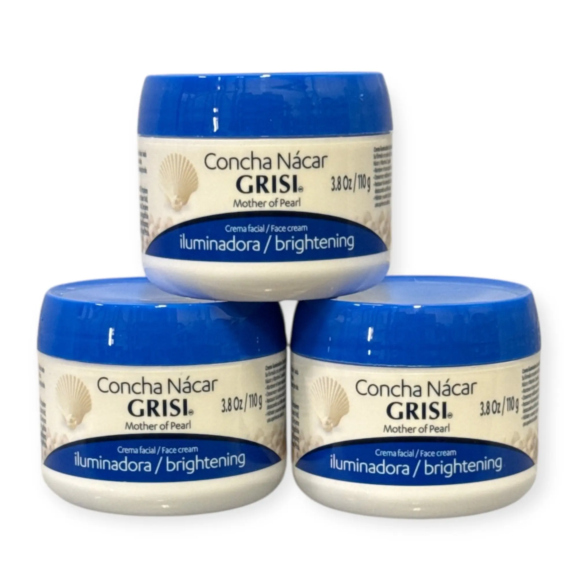 Grisi Concha Nacar Cream: For Dark Spots & Scars | Mother of Pearl Face Moisturizer 3.8 oz | 3-Pack