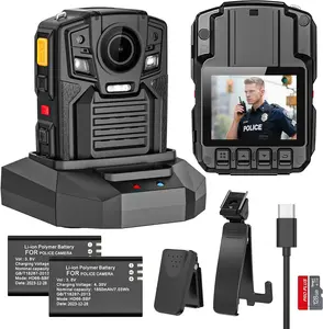 Body Camera with Audio and Video Recording, 4K/2160P Body Cam, 2PCS 1950MAH Batteries, Night Vision, GPS Enabled, 128G Police Body Worn Camera