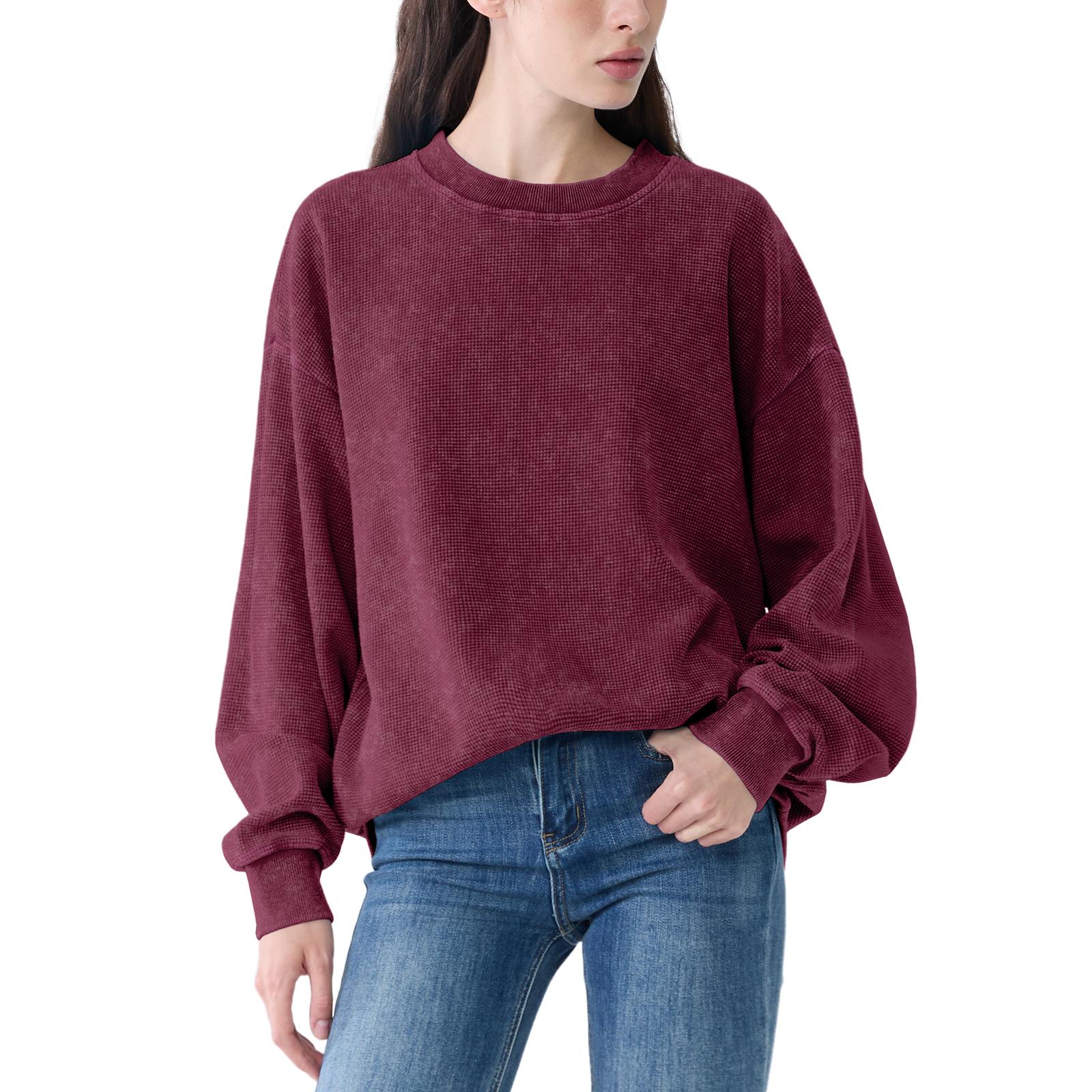 FAIABLE Oversized Acid washed Unisex Sweatshirt Loose Fit Cotton Pullover Vintage Crew Neck Sweatshirts Waffle Fabric SpringStatements FAIABLE Oversized Acid washed Unisex Sweatshirt Loose Fit Cotton Pullover Vintage Crew Neck Sweatshirts Waffle Fabric SpringStatements