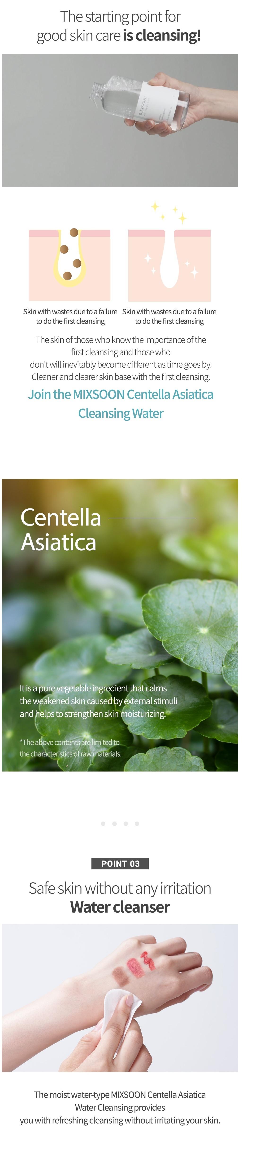 [mixsoon Official Shop] Centella Cleansing Water 10.14 fl.oz / 300ml - Hypollergenic Cleansing, Korean Glass Skincare Natural Liquid Cleanse Cleanser