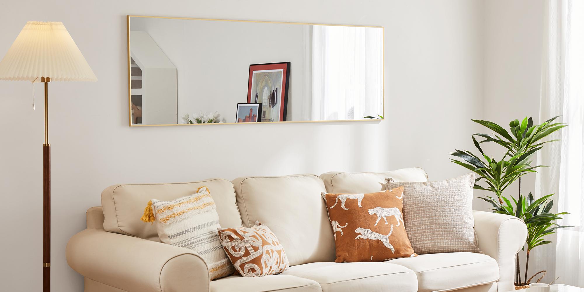 【New Size】Full Length Mirror, Floor Standing Mirror with Stand, Wall Aluminum Alloy Thin Frame Hanging or Leaning for Living Room Bedroom Cloakroom decorating 【New Size】Full Length Mirror, Floor Standing Mirror with Stand, Wall Aluminum Alloy Thin Frame Hanging or Leaning for Living Room Bedroom Cloakroom decorating