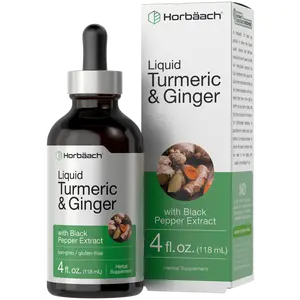 Horbaach  Turmeric and Ginger Supplement Drops | 4 fl oz | with Black Pepper Extract | Herbal Liquid Tincture | Vegan, Non-GMO & Gluten Free