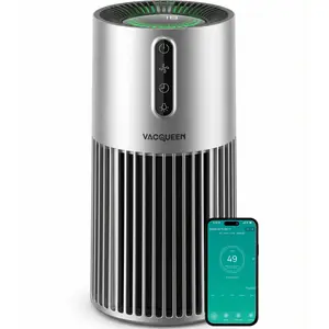 VACQUEEN vPurifier Y1, Smart Air Purifier for Pets & Bedrooms, 1800 ft², WiFi & Alexa, Air Quality Monitor