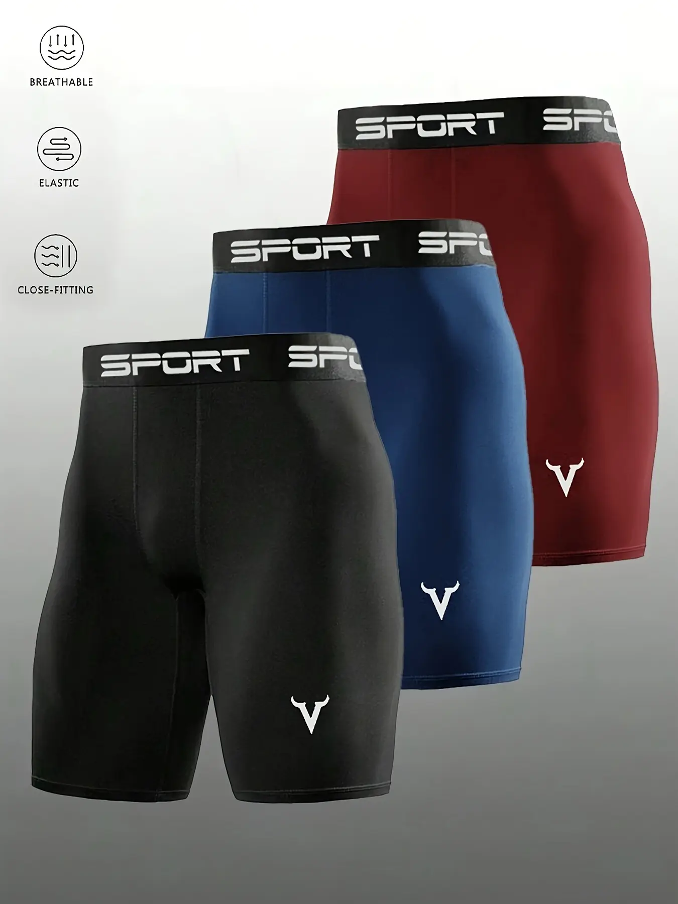 Men's Compression Shorts set of 3pcs,Men's Sporty Tight-Fitting Shorts set,Quick-Dry Breathable High-Elasticity Gym Workout Compression Athletic Fitness Shorts for Sports, Workouts, Running, Performance Training